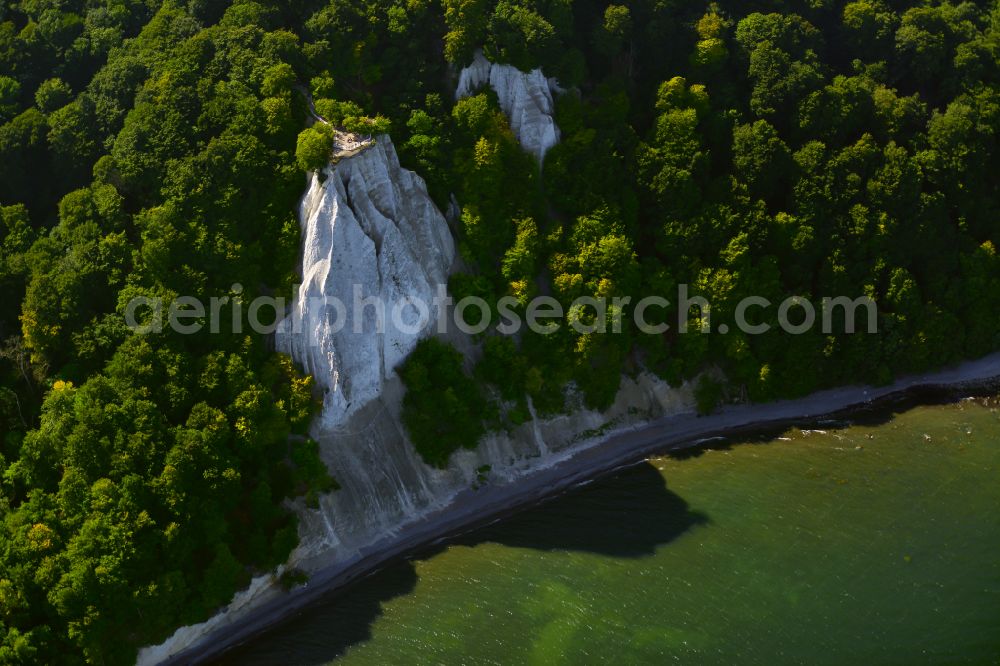 Lohme from above - Rock Coastline on the cliffs - Kreidefelsen Koenigstuhl - in Lohme in the state Mecklenburg - Western Pomerania, Germany