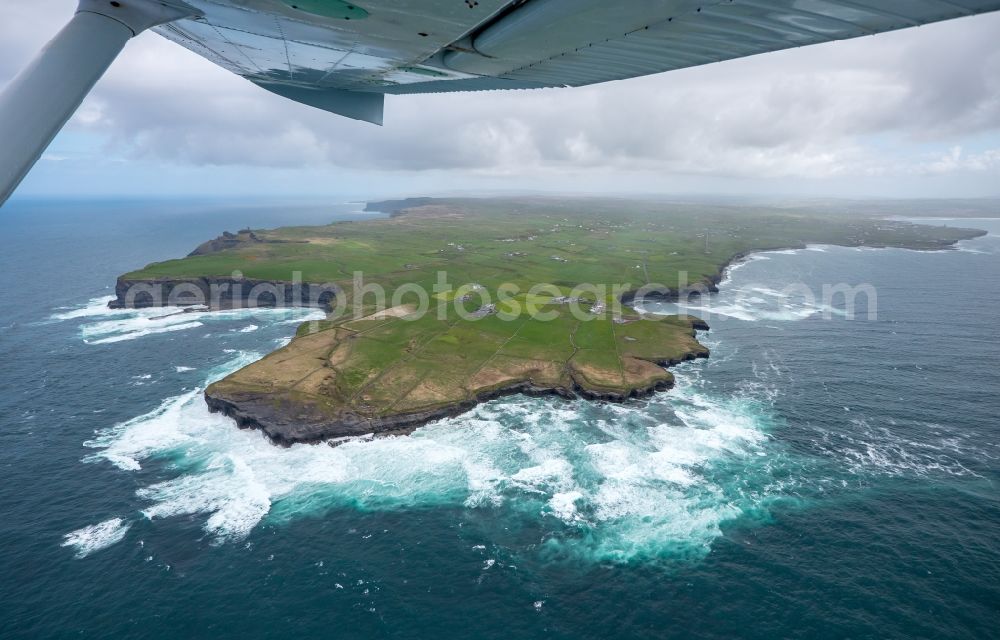 Clare from the bird's eye view: Rock Coastline on the cliffs North Atlantic Ocean in Clare, Ireland