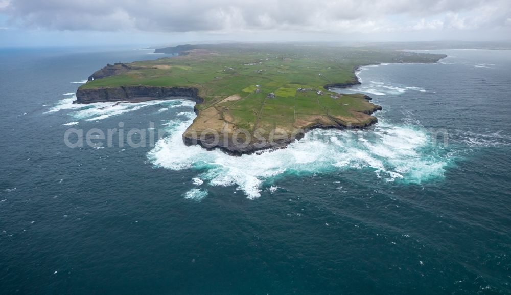 Aerial photograph Clare - Rock Coastline on the cliffs North Atlantic Ocean in Clare, Ireland