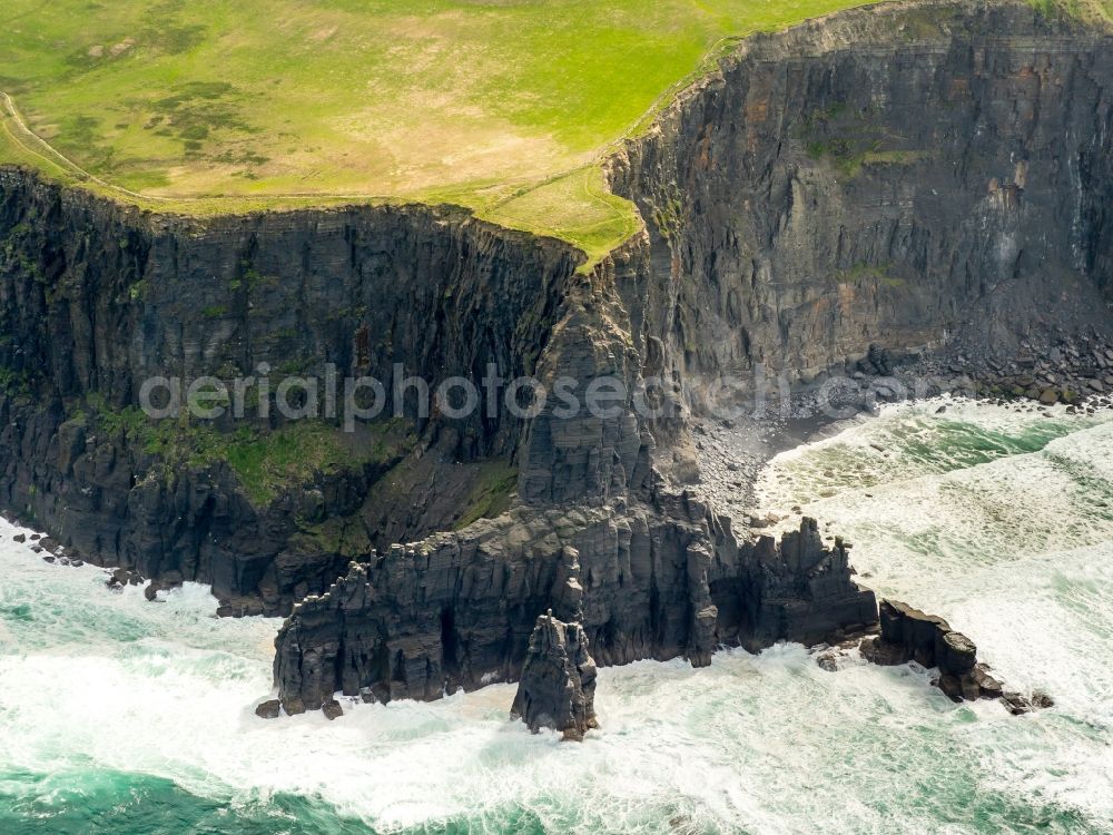 Cliffs of Moher from above - Rock Coastline on the cliffs North Atlantic Ocean in Cliffs of Moher in Clare, Ireland