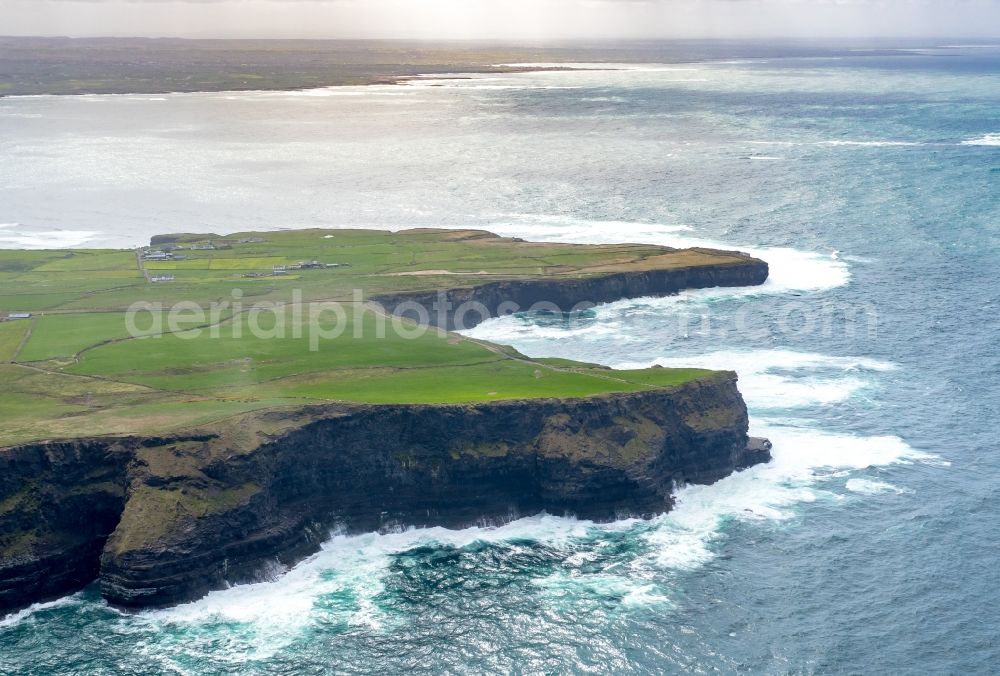 Raha from above - Rock Coastline on the cliffs North Atlantic Ocean in Cliffs of Moher in Clare, Ireland