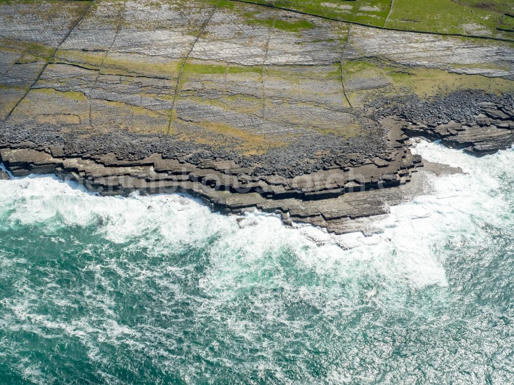 Aerial image Murroogh - Rock Coastline on the cliffs North Atlantic Ocean in Murroogh in Clare, Ireland