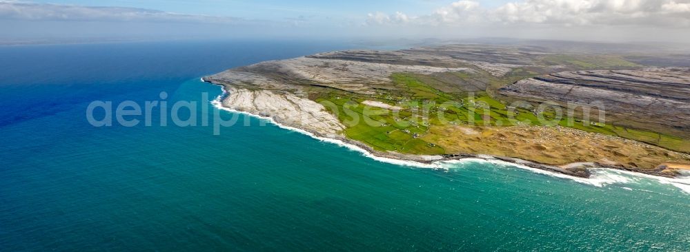 Aerial image Murroogh - Rock Coastline on the cliffs North Atlantic Ocean in Murroogh in Clare, Ireland