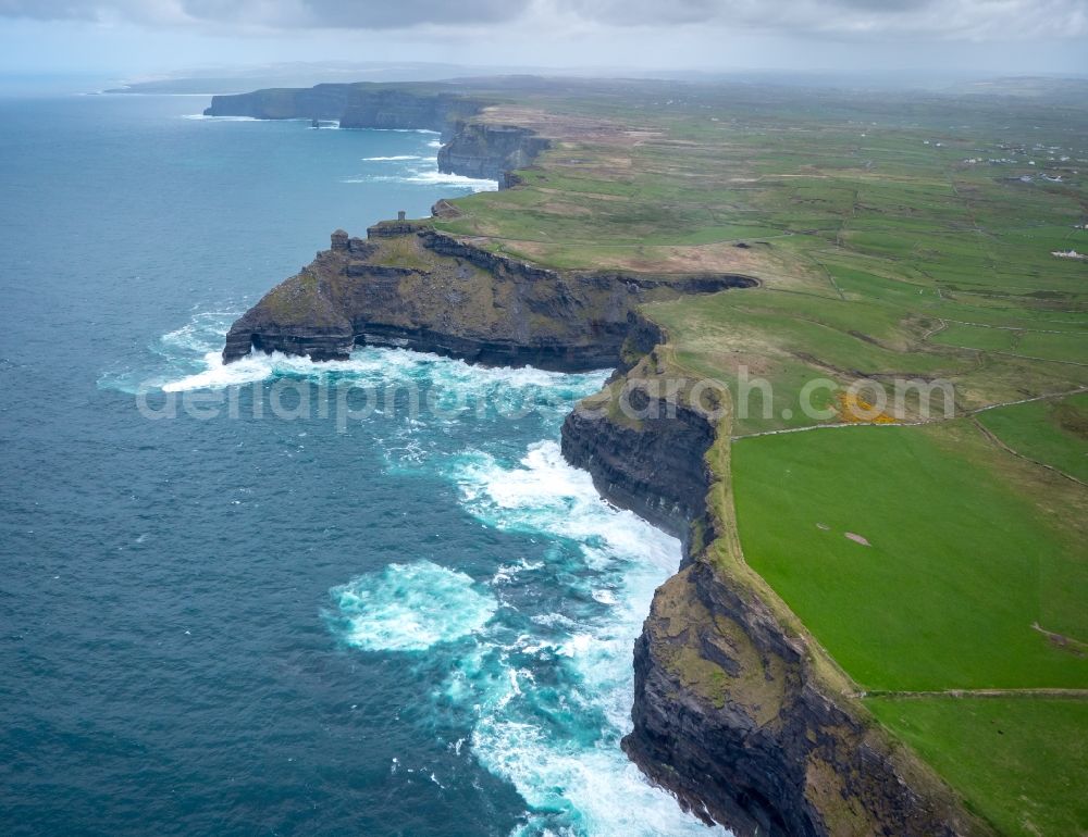 Raha from above - Rock Coastline on the cliffs North Atlantic Ocean in in Clare, Ireland