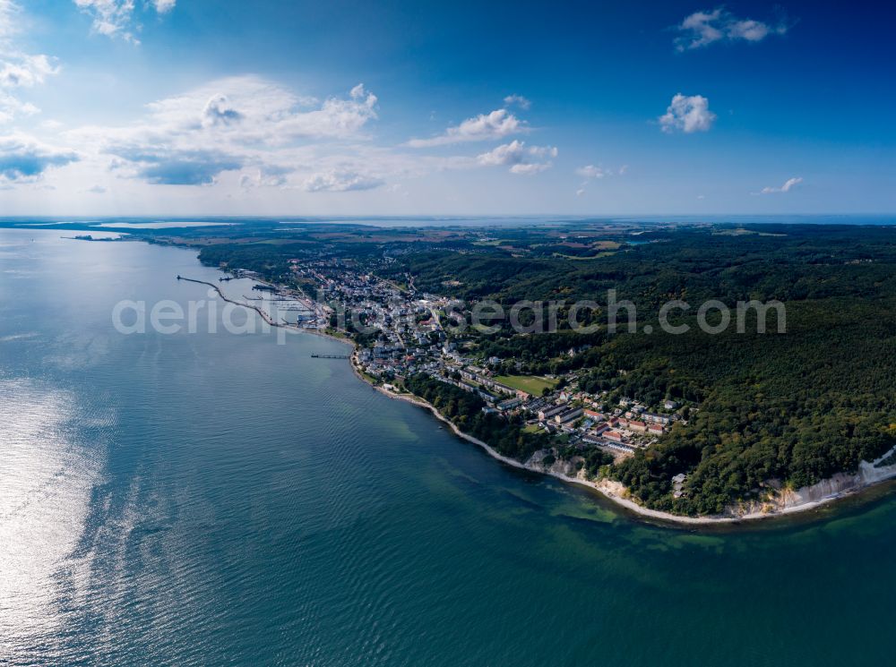 Aerial image Sassnitz - Rock Coastline on the cliffs in Sassnitz on the island of Ruegen in the state Mecklenburg - Western Pomerania, Germany