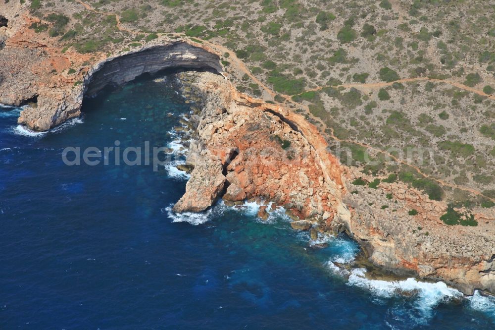 Santanyí from above - Rock on the cliffs at the Mediterranean Sea at Santanyi in Mallorca in Balearic Islands, Spain