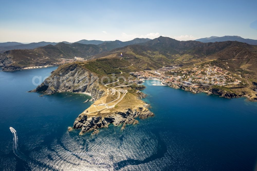 Cerbère from above - Rocky cliff on the Mediterranean coast in the course Cerbere in France