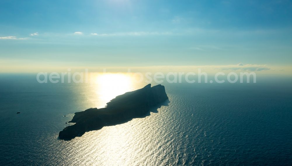 Andratx from the bird's eye view: Plateau in the water Sa Dragonera in Andratx in Balearic Islands, Spain