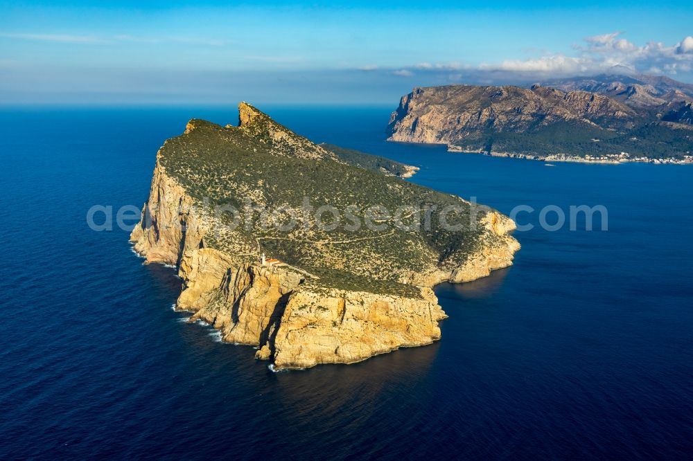 Andratx from the bird's eye view: Plateau in the water Sa Dragonera in Andratx in Balearic Islands, Spain