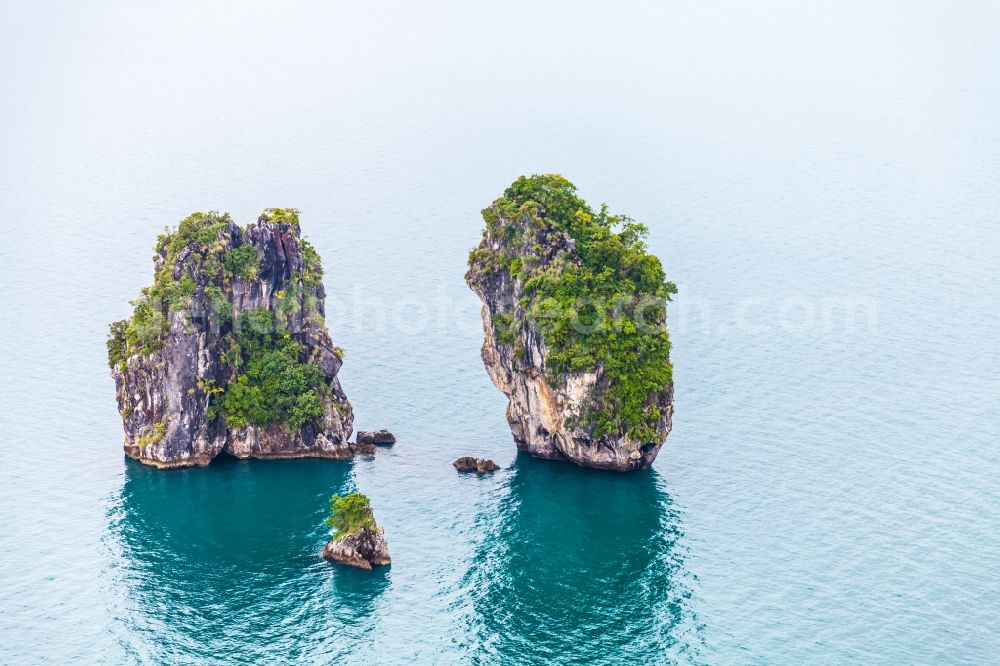 Aerial image Tambon Ko Yao Yai - Plateau in the water Andamon sea in Tambon Ko Yao Yai in Chang Wat Phang-nga, Thailand