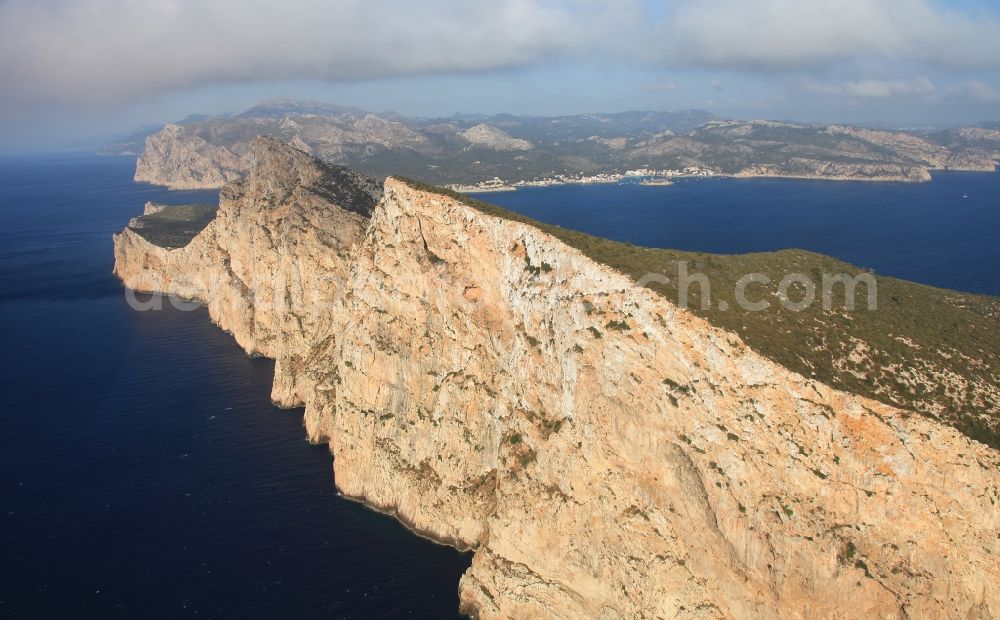 Aerial image Andratx - Plateau in the water of the islet Sa Dragonera at Cap de Tramuntana in Andratx in Mallorca in Balearic Islands, Spain