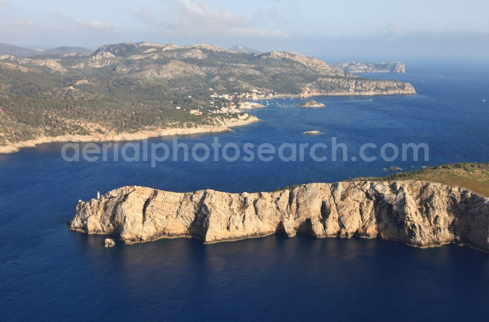 Andratx from the bird's eye view: Plateau in the water of the islet Sa Dragonera at Cap de Tramuntana in Andratx in Mallorca in Balearic Islands, Spain