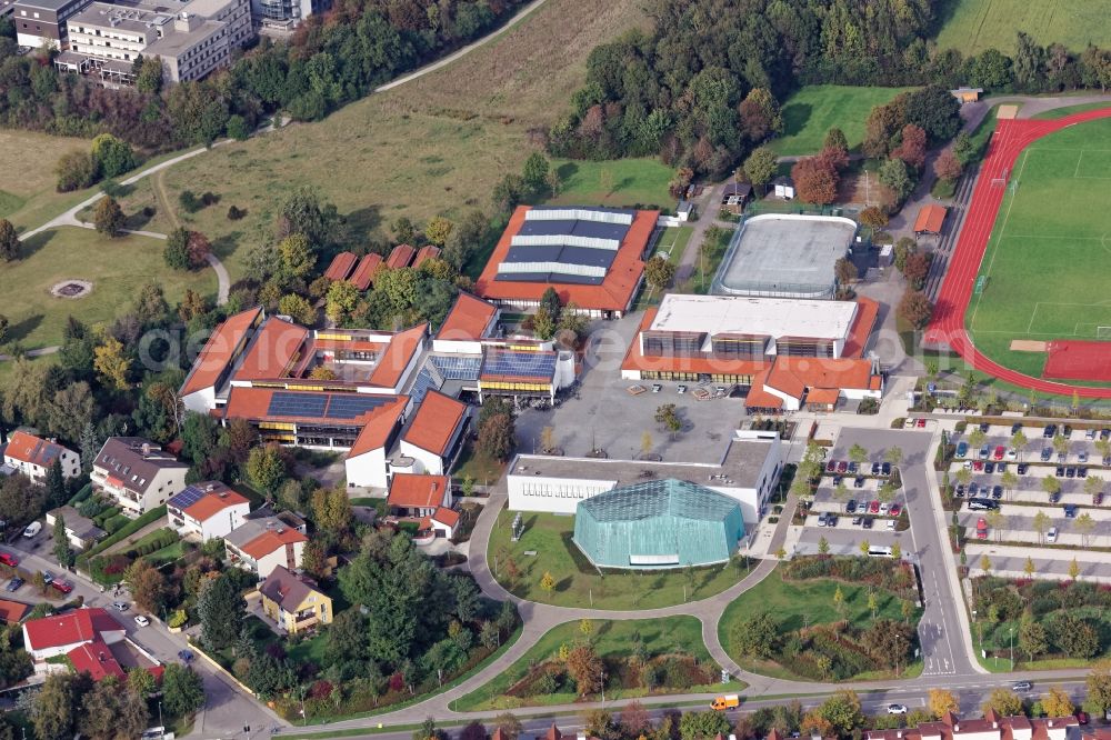 Aerial photograph Planegg - School building of the Feodor-Lynen-Gymnasium in Planegg in the state Bavaria