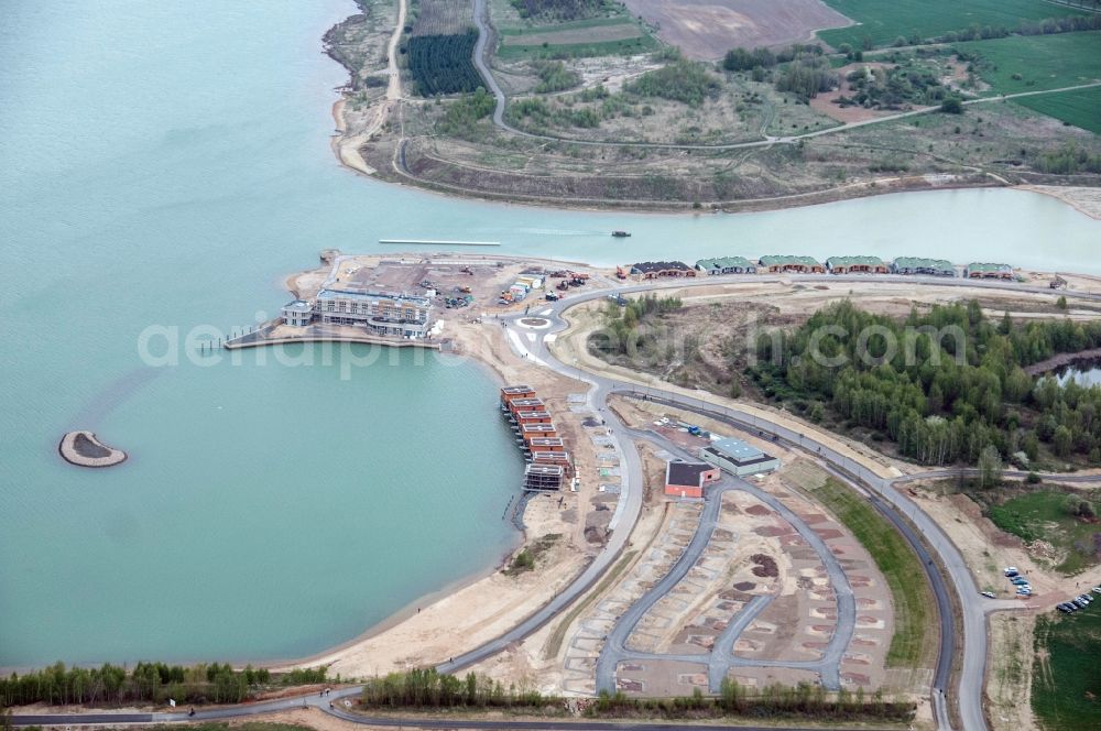 Großpösna from the bird's eye view: View holiday village Lagovida at the Magdeborn peninsula at the land restoration area Neuseenland Stoermthaler See