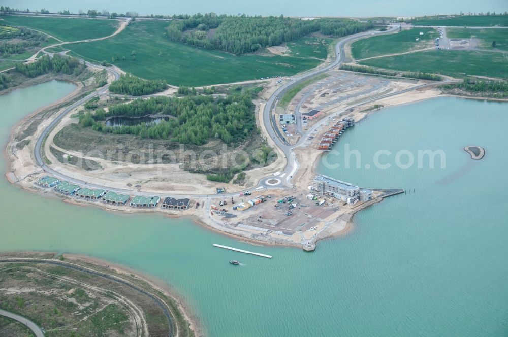 Großpösna from the bird's eye view: View holiday village Lagovida at the Magdeborn peninsula at the land restoration area Neuseenland Stoermthaler See