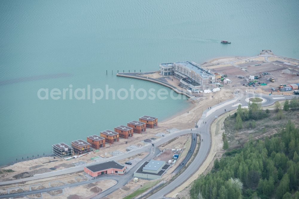 Aerial image Großpösna - View holiday village Lagovida at the Magdeborn peninsula at the land restoration area Neuseenland Stoermthaler See