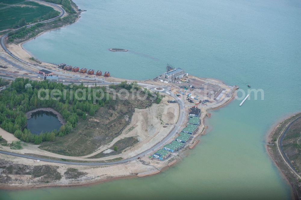 Aerial image Großpösna - View holiday village Lagovida at the Magdeborn peninsula at the land restoration area Neuseenland Stoermthaler See