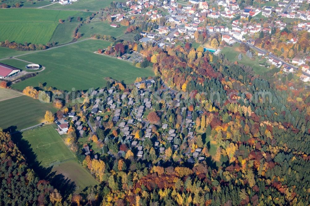 Vielbrunn from the bird's eye view: Holiday house plant of the park onSportplatz in Vielbrunn in the state Hesse, Germany