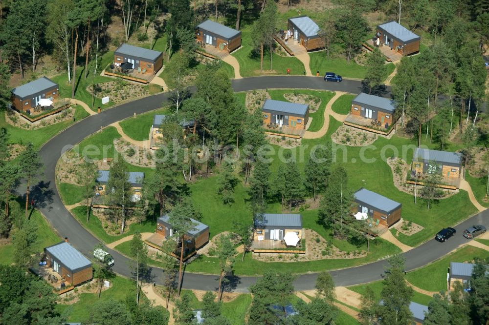 Krausnick from the bird's eye view: View on various mobile homes on the Tropical Islands area in Krausnick in the state Brandenburg