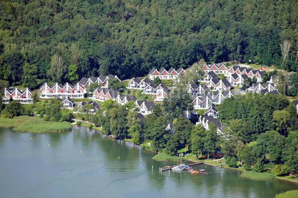 Aerial photograph Bad Saarow - Holiday house plant of the park Ferienpark Schlosspark Bad Saarow in Bad Saarow in the state Brandenburg, Germany