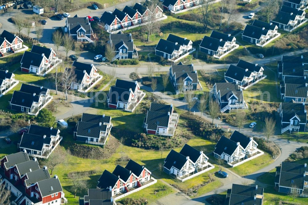 Aerial photograph Bad Saarow - Holiday house plant of the park Ferienpark Schlosspark Bad Saarow in Bad Saarow in the state Brandenburg, Germany