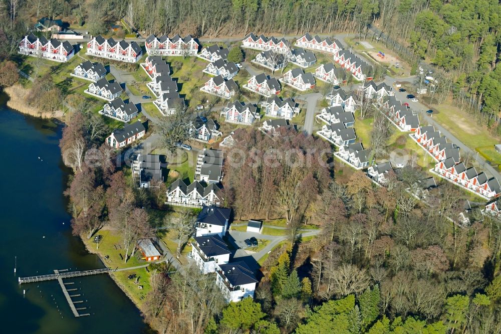 Bad Saarow from above - Holiday house plant of the park Ferienpark Schlosspark Bad Saarow in Bad Saarow in the state Brandenburg, Germany