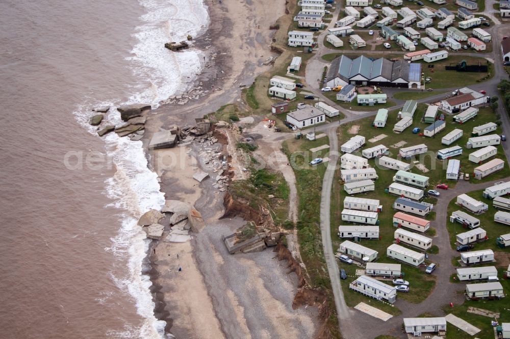 Kilnsea from above - Holiday house plant of the park Blue Bell Pond Caravan Site in Kilnsea in England, United Kingdom