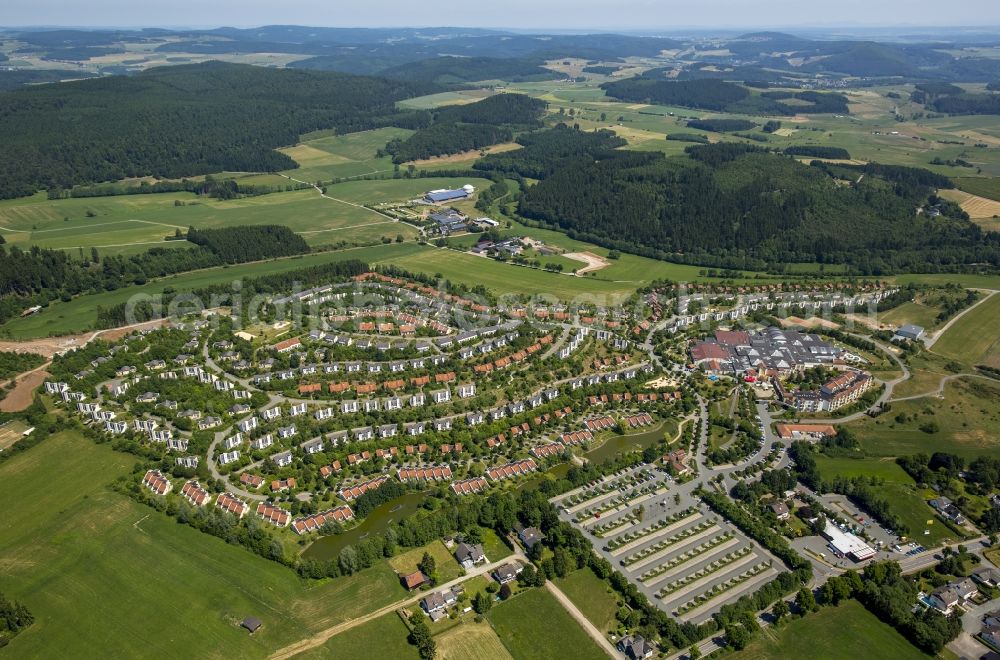 Aerial photograph Medebach - Holiday house plant of the Center Parcs Park Hochsauerland in Medebach in the state North Rhine-Westphalia