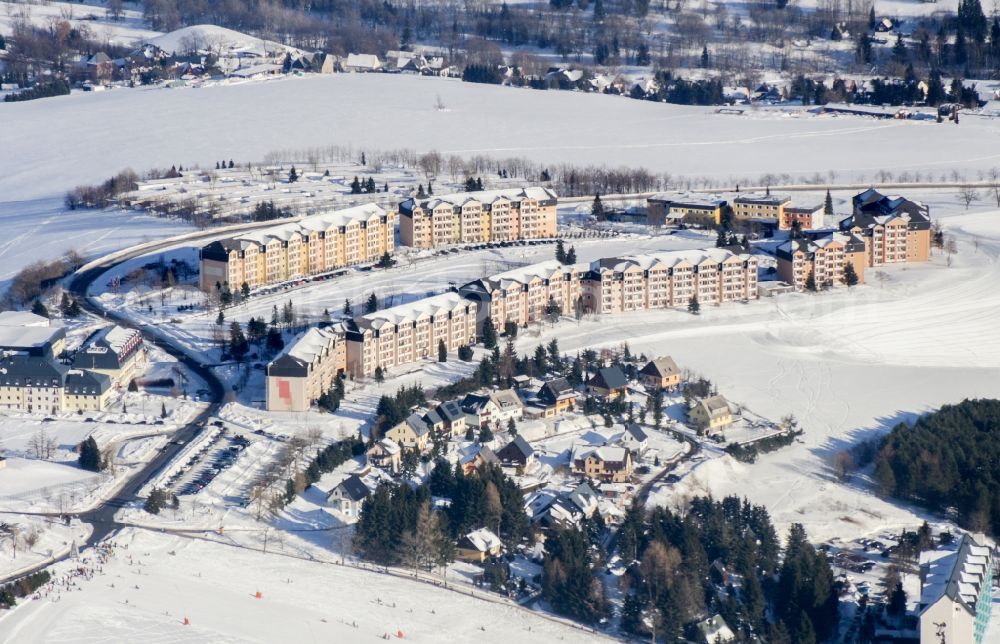 Oberwiesenthal from above - Holiday house plant of the park Elldus Resort in the district Kurort Oberwiesenthal in Oberwiesenthal in the state Saxony