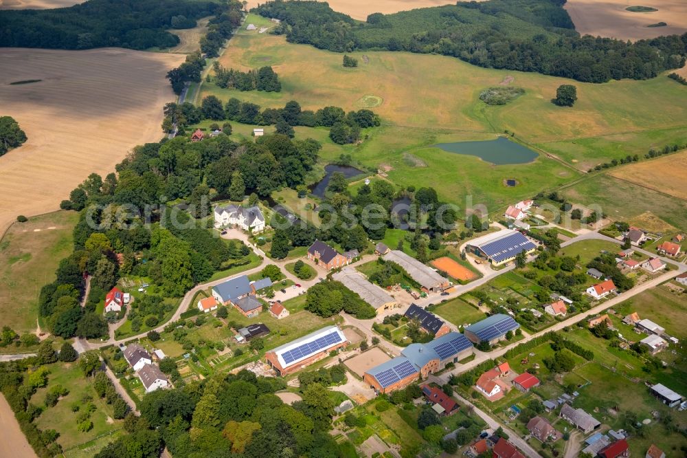 Walkendorf from above - Holiday house plant of the park FerienGut Dalwitz including holiday flats, riding school and restaurant in Walkendorf in the state Mecklenburg - Western Pomerania