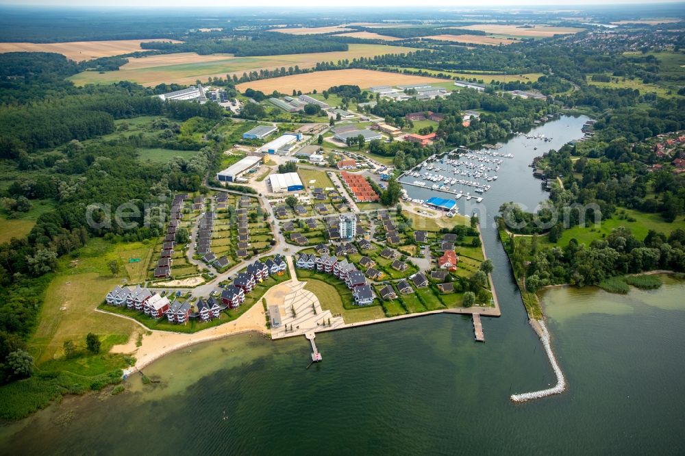 Rechlin from above - Holiday house plant of the park Hafendorf Mueritz in Rechlin in the state Mecklenburg - Western Pomerania