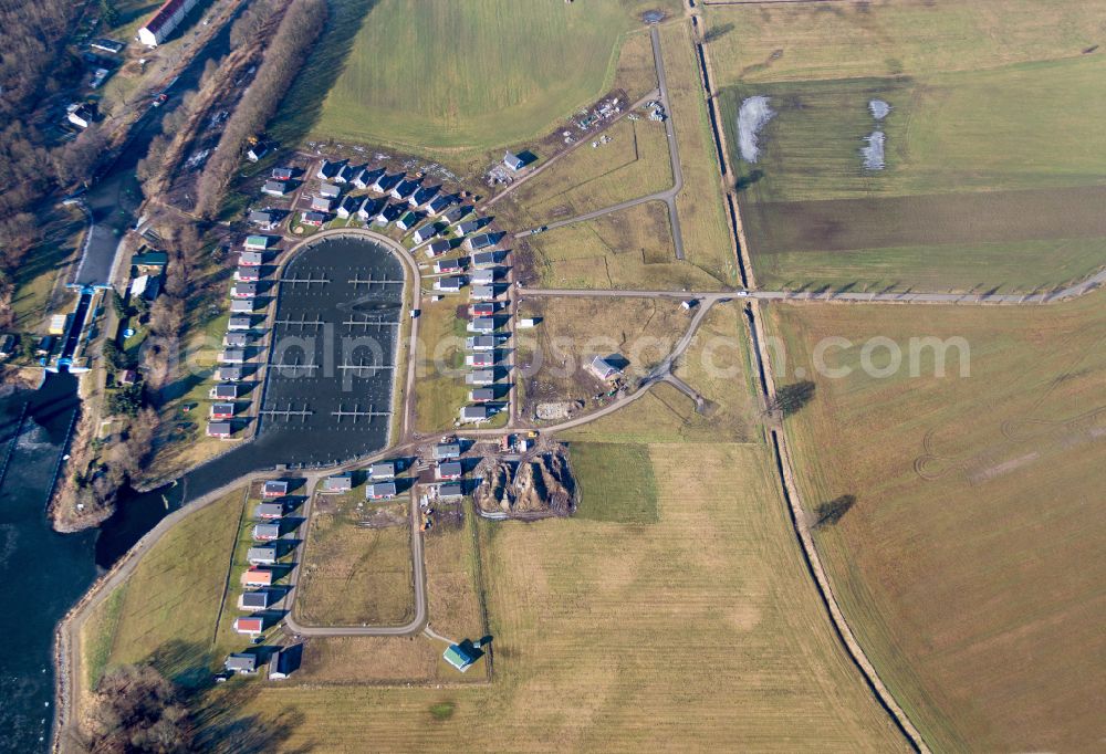 Aerial image Zerpenschleuse - Holiday house plant of the park Hafendorf Zerpenschleuse in Zerpenschleuse in the state Brandenburg, Germany