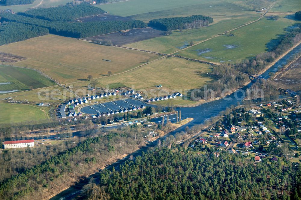 Aerial photograph Zerpenschleuse - Holiday house plant of the park Hafendorf Zerpenschleuse in Zerpenschleuse in the state Brandenburg, Germany