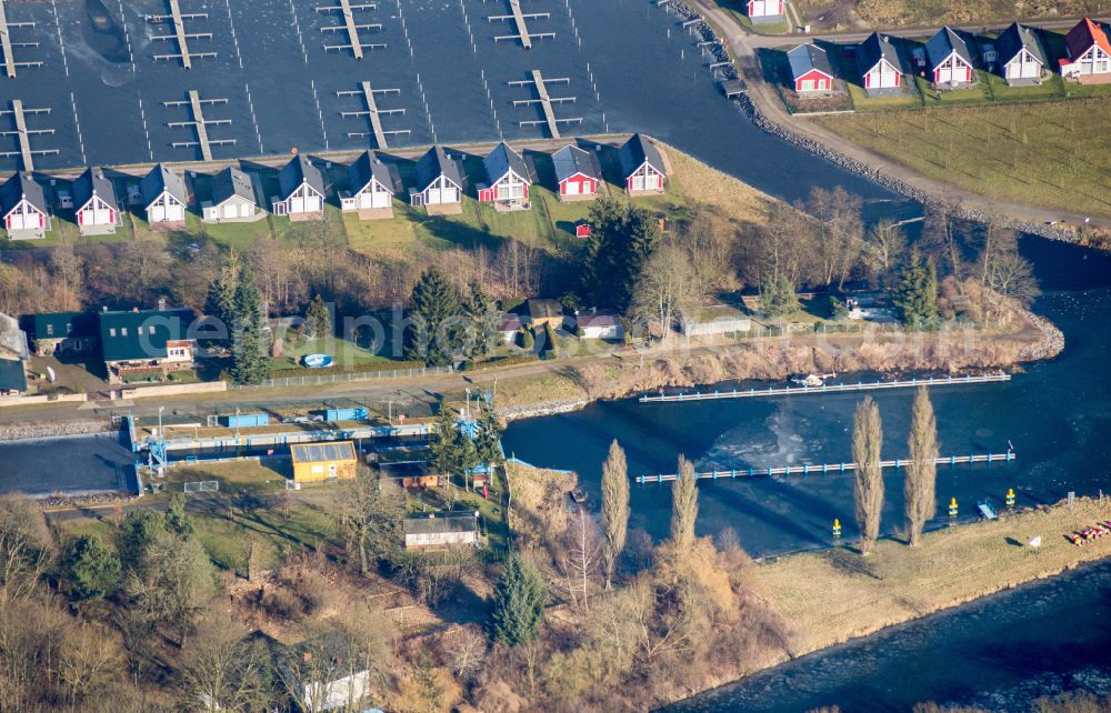 Zerpenschleuse from the bird's eye view: Holiday house plant of the park Hafendorf Zerpenschleuse in Zerpenschleuse in the state Brandenburg, Germany