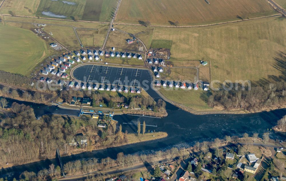 Aerial image Zerpenschleuse - Holiday house plant of the park Hafendorf Zerpenschleuse in Zerpenschleuse in the state Brandenburg, Germany