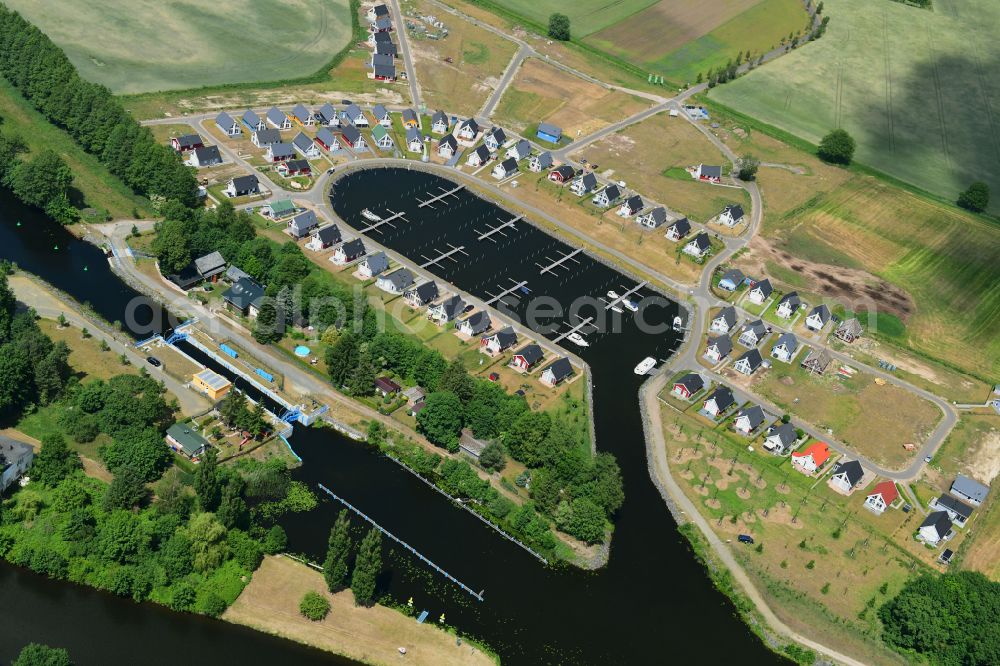 Aerial image Zerpenschleuse - Holiday house plant of the park Hafendorf Zerpenschleuse in Zerpenschleuse in the state Brandenburg, Germany