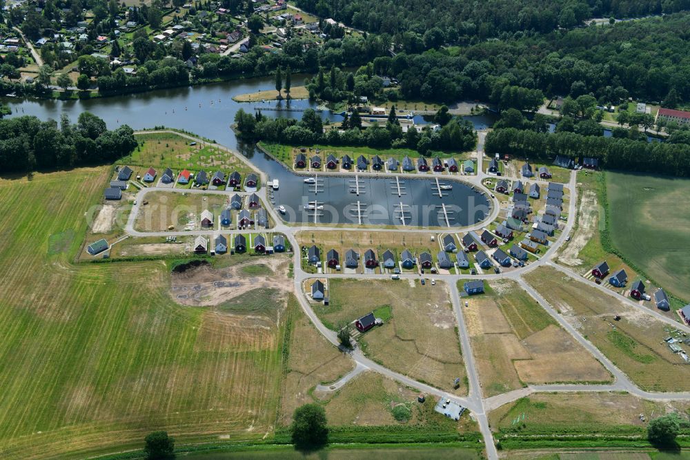 Aerial image Zerpenschleuse - Holiday house plant of the park Hafendorf Zerpenschleuse in Zerpenschleuse in the state Brandenburg, Germany