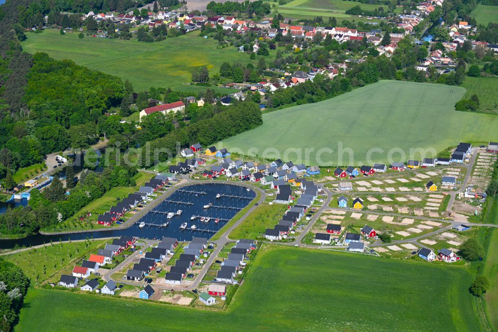Aerial image Zerpenschleuse - Holiday house plant of the park Hafendorf Zerpenschleuse in Zerpenschleuse in the state Brandenburg, Germany