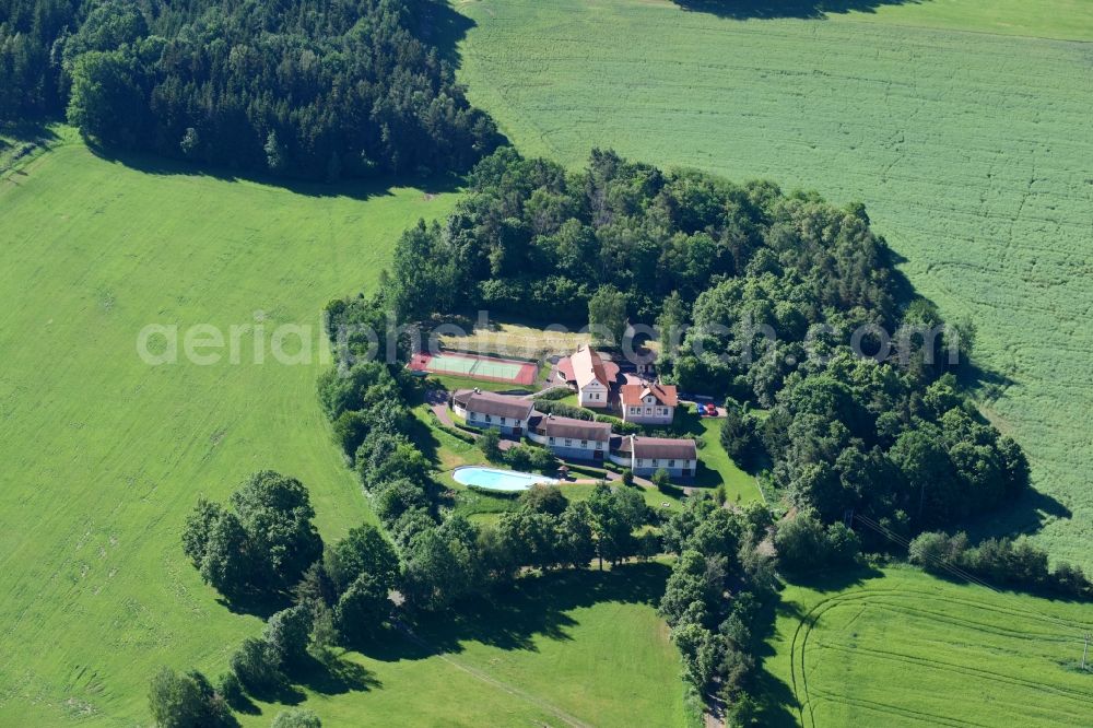 Hradiste from above - Small summer cottage arrangement with sports field and swimming pool in Hradiste in Plzensky kraj - Pilsner region - Bohemia, Czechia