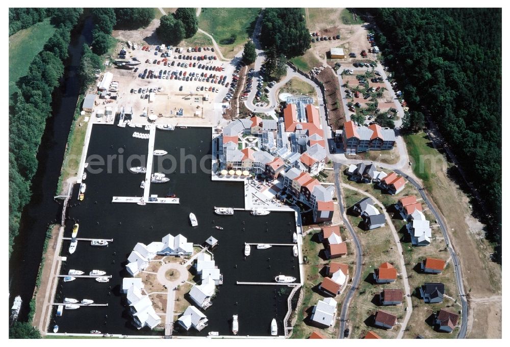 Aerial image Kleinzerlang - Holiday house plant of the park Marina Wolfsbruch in Kleinzerlang in the state Brandenburg, Germany