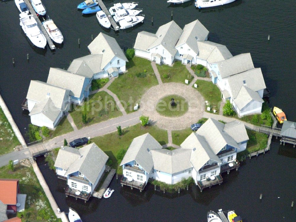 Kleinzerlang from the bird's eye view: Holiday house plant of the park Marina Wolfsbruch in Kleinzerlang in the state Brandenburg, Germany