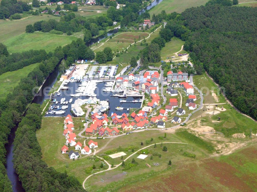 Aerial image Kleinzerlang - Holiday house plant of the park Marina Wolfsbruch in Kleinzerlang in the state Brandenburg, Germany