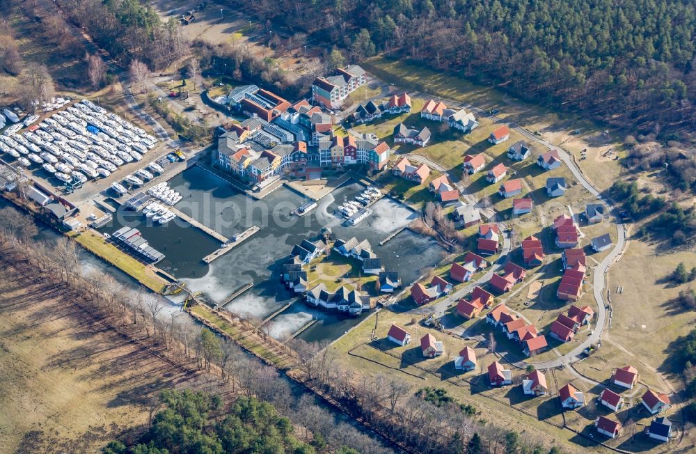 Aerial photograph Kleinzerlang - Holiday house plant of the park Marina Wolfsbruch in Kleinzerlang in the state Brandenburg, Germany