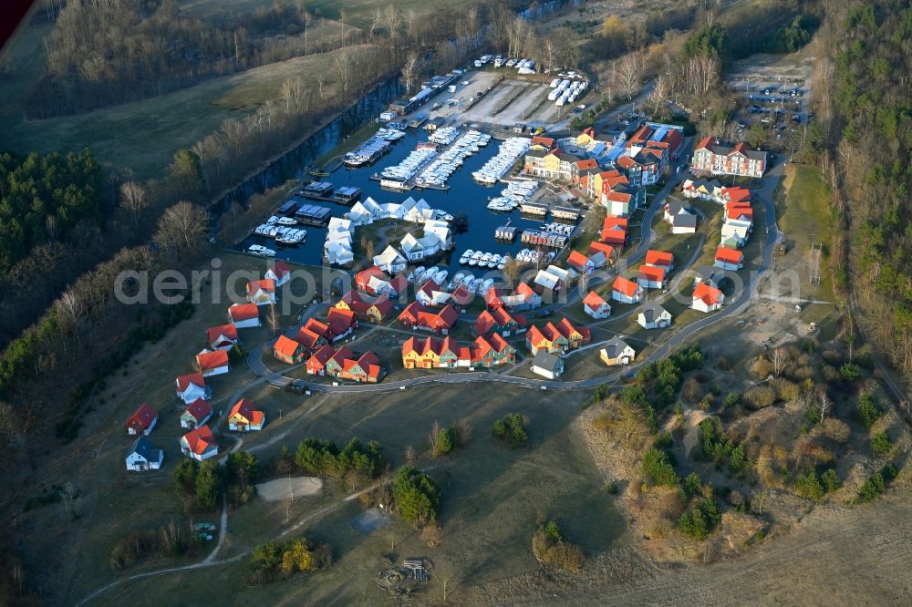 Aerial photograph Kleinzerlang - Holiday house plant of the park Marina Wolfsbruch in Kleinzerlang in the state Brandenburg, Germany