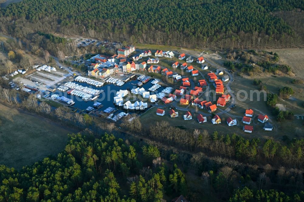 Aerial photograph Kleinzerlang - Holiday house plant of the park Marina Wolfsbruch in Kleinzerlang in the state Brandenburg, Germany