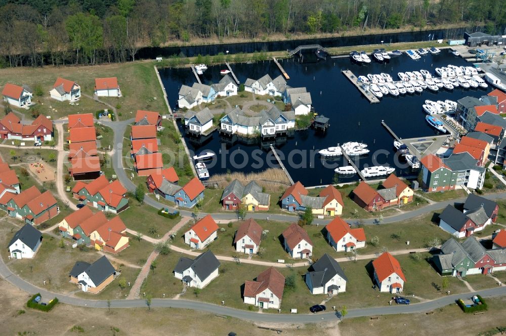 Kleinzerlang from above - Holiday house plant of the park Marina Wolfsbruch in Kleinzerlang in the state Brandenburg, Germany