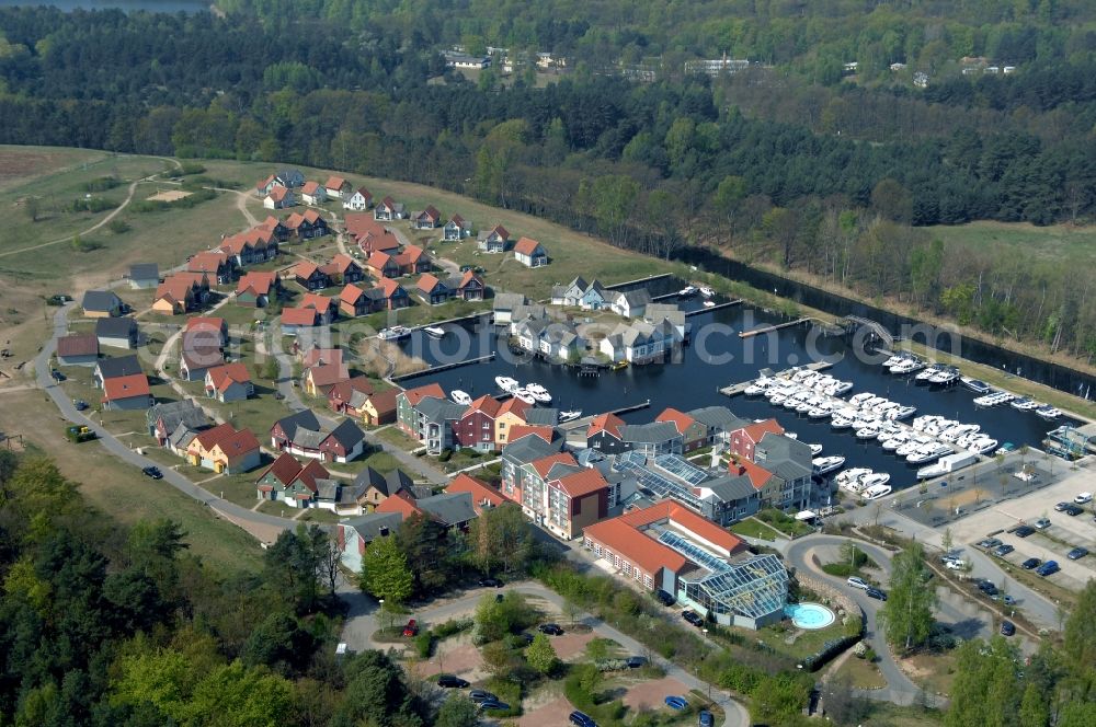 Aerial image Kleinzerlang - Holiday house plant of the park Marina Wolfsbruch in Kleinzerlang in the state Brandenburg, Germany