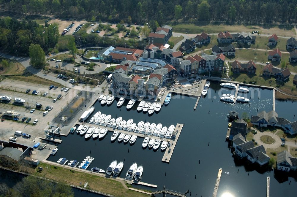 Kleinzerlang from above - Holiday house plant of the park Marina Wolfsbruch in Kleinzerlang in the state Brandenburg, Germany