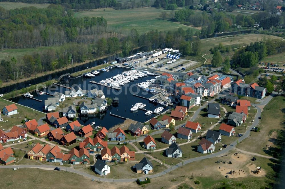 Aerial image Kleinzerlang - Holiday house plant of the park Marina Wolfsbruch in Kleinzerlang in the state Brandenburg, Germany