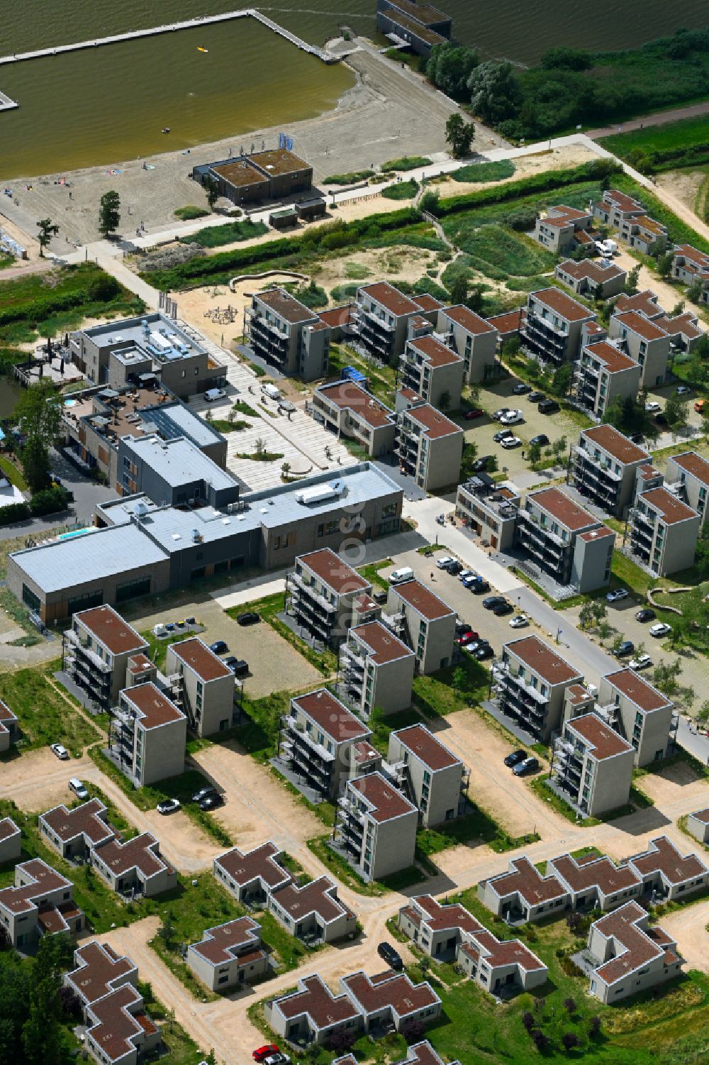 Lembruch from the bird's eye view: Holiday house plant of the park Marissa Ferienpark on street Schodden Hof in the district Sandbrink in Lembruch in the state Lower Saxony, Germany